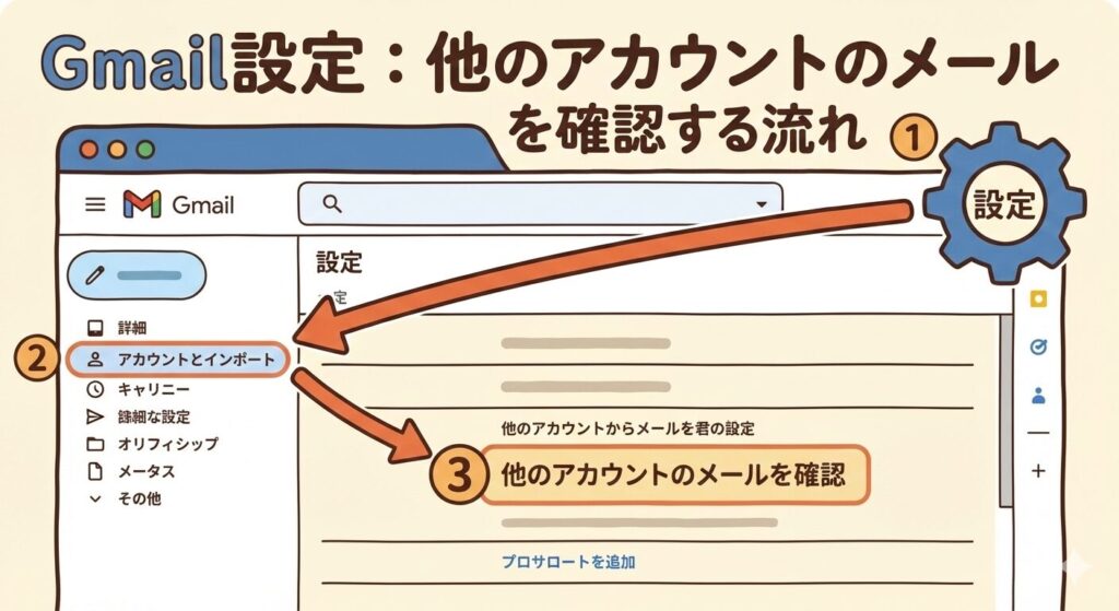 GmailでOutlookのメールを取り込む設定手順
