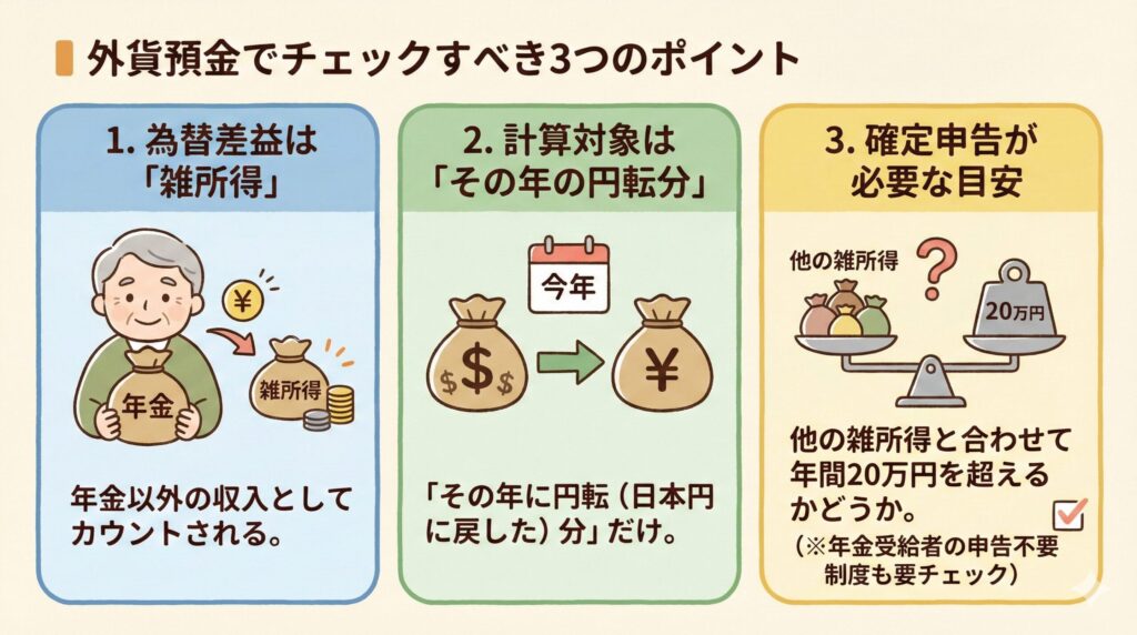 外貨預金の整理で確認すべき3つのポイント